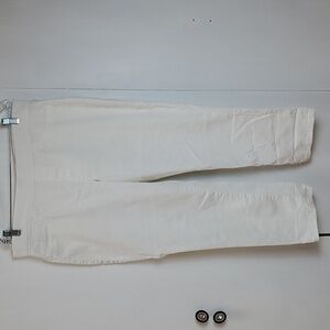 Bandolino White Stretchy Pull on Capri Pants Neutral Minimalist Beachy Sz.14